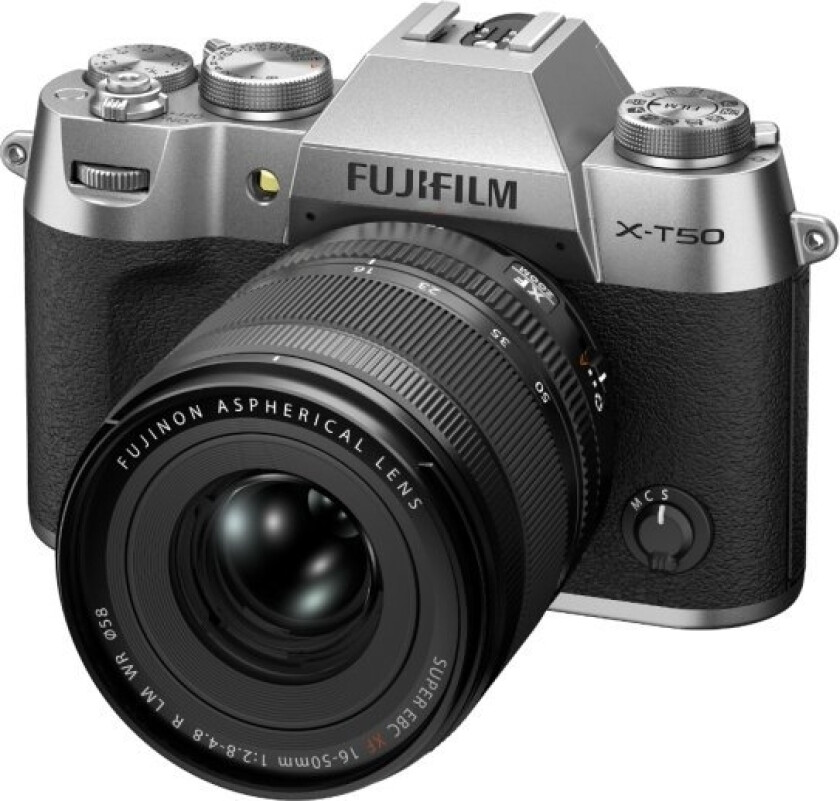 X -T50 + Xf 16-50 Mm, 40,2 Mp, 7728 X 5152 Piksler, X-Trans Cmos 5 Hr, 6,2K, Berøringsskjerm, Sølv