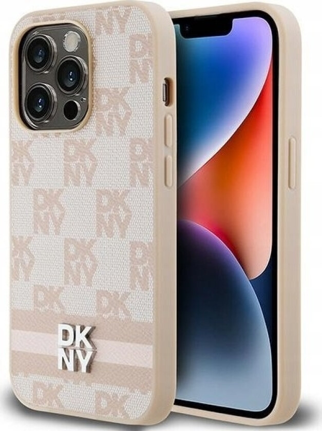 Dkny Dkny Dkhcp14lpcptssp Iphone 14 Pro 6.1" Róowy/Pink Hardcase Leather Checkered Mono Pattern & Printed Stripes