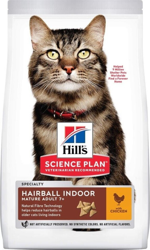 Hill's Science Plan Cat Mature Adult 7+ Hairball Indoor Chicken (2,5 kg)
