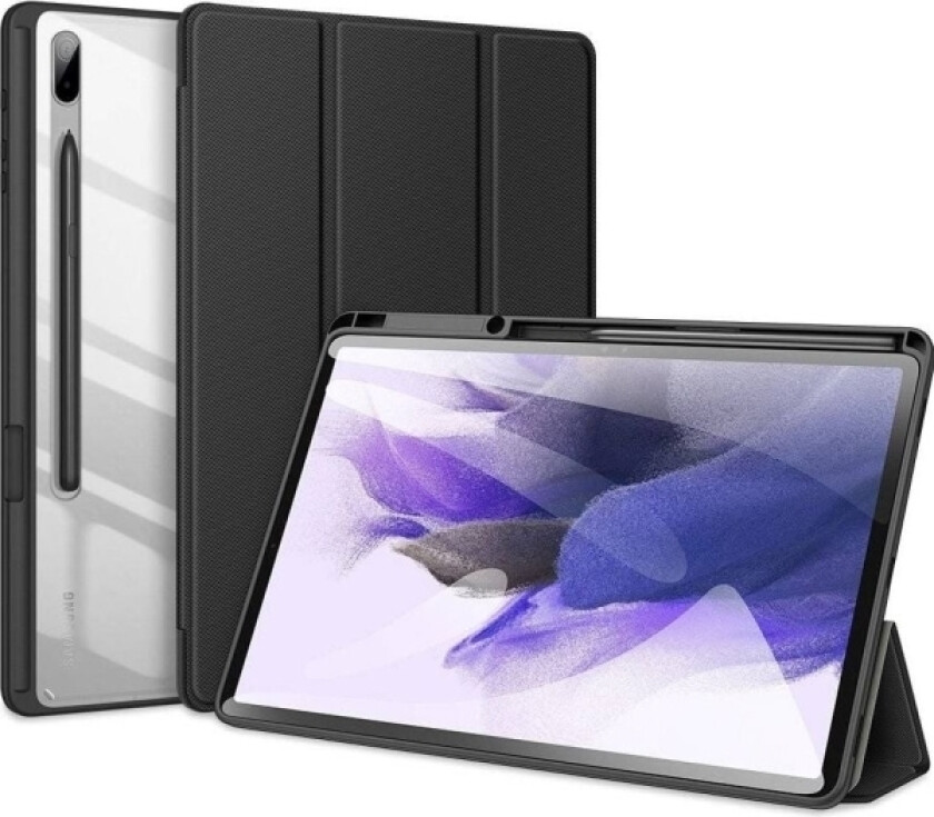 Toby Tablet Case Armored Flip Smart Case For Samsung Galaxy Tab S7+ (S7 Plus) Med Stylus Holder Svart
