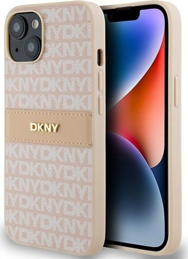 Dkny Dkny Dkhcp14sprthslp Iphone 14 / 15 / 13 6.1" Róowy/Pink Hardcase Leather Mono Stripe & Metal Logo
