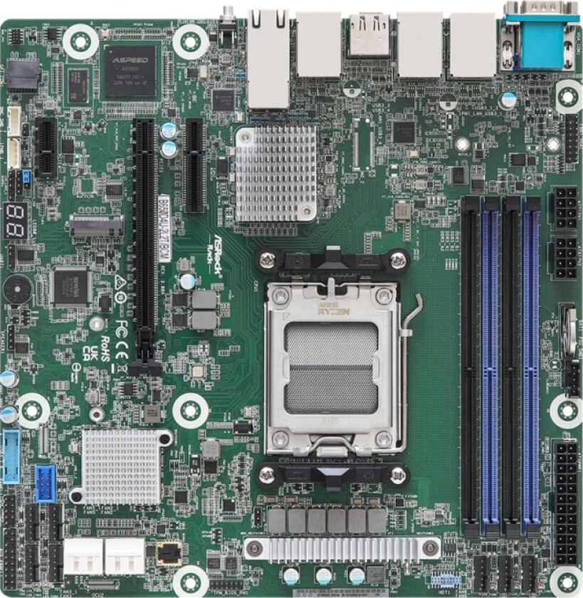 Asrock Rack B650d4u-2L2t/Bcm - Hovedkort - Mikro Atx - Socket Am5 - Amd B650e Chipset - Usb 3.2 Gen 1 - 2 X 10 Gigabit Lan, Gigabit Lan - Innbygd Gra