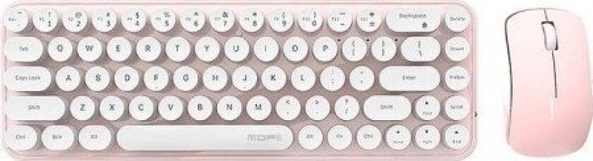 Bean 2.4G Trådløst Tastatur + Mus (Hvit-Rosa)