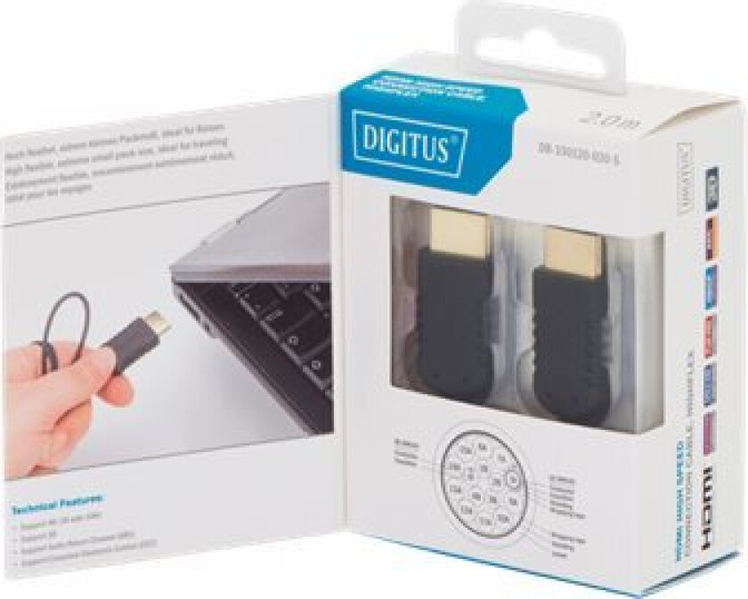 Hdmi High Speed Connection Cable - Hdmi-Kabel Med Ethernet - Hdmi Hann Til Hdmi Hann - 2 M - Dobbeltisolert - Svart - Formstøpt, Aktiv