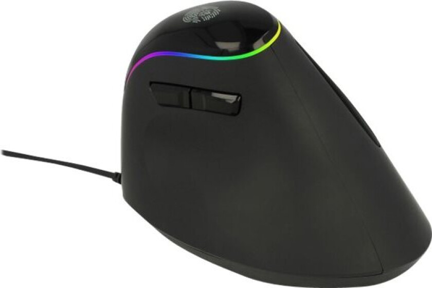 Delock Ergonomic - Vertikal Mus - Ergonomisk - Høyrehendt - Optisk - 6 Knapper - Kablet - Usb 2.0 - Svart - Løsvekt