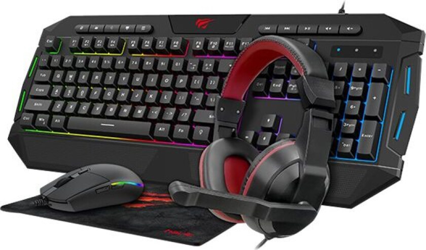 Kb501cm - Sett Med Tastatur, Mus, Hodetelefon Og Musepute - Usb