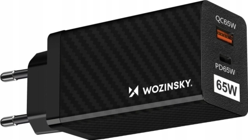 65W Gan Lader Med Usb Jungtys, Usb C Støtter Qc 3.0 Pd Juodas (Wwcg01)