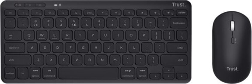 Trust Lyra - Tastatur Og Mus Sett - Lydløs - Bluetooth - Svart