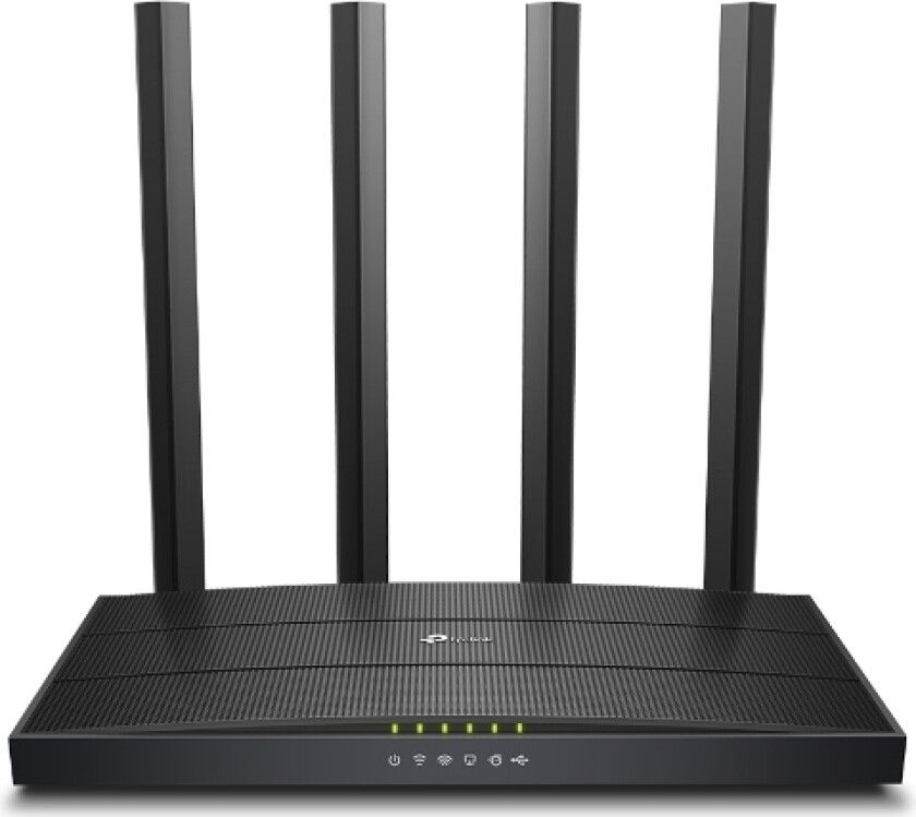 Tp-Link Archer C6u, Wi-Fi 5 (802.11Ac), Dobbelbånd (2.4 Ghz / 5 Ghz), Ethernet/Bredbåndsforbindelse, Sort, Frittstående Router
