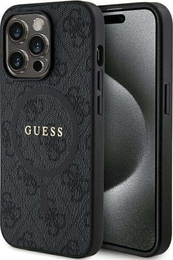 Originalt Guess Frontpaneldeksel Guhmp14lg4gfrk For Iphone 14 Pro (Kompatibel Med Magsafe / 4G Ring Klassisk Logo / Svart)