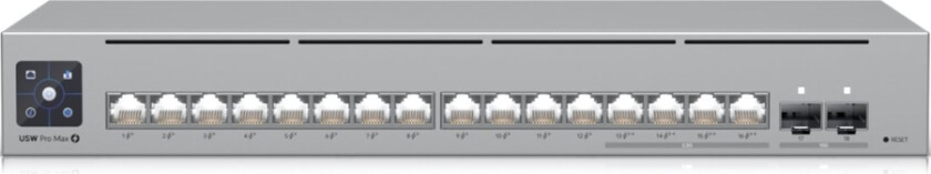 Ubiquiti Unifi Switch Pro Max 16 Poe - Switch - L3 - Styrt - 12 X 10/100/1000 (12 Poe+, 4 Poe++) + 4 X 2.5Gbase-T + 2 X 10 Gigabit Ethernet - Stasjon