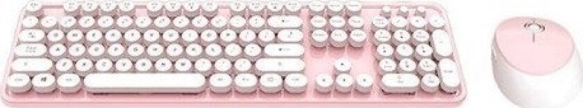 Sweet 2.4G Trådløst Tastatur + Mus (Hvit-Rosa)
