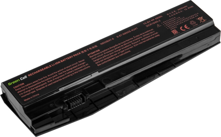 Green Cell - Batteri Til Bærbar Pc (Tilsvarer: Clevo N850bat-6) - Litiumion - 6-Cellers - 4400 Mah - Svart