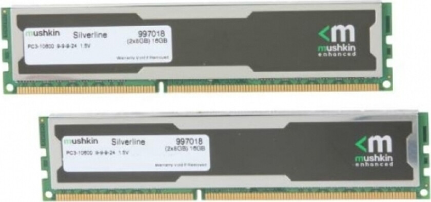 Mushkin Silverline - Ddr3 - Sett - 16 Gb: 2 X 8 Gb - Dimm 240-Pin - 1333 Mhz / Pc3-10600 - Cl9 - 1.5 V - Ikke-Bufret - Ikke-Ecc