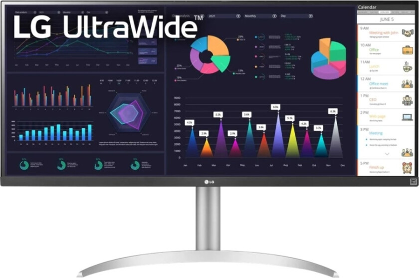 Lg 34Wq650-W - Led-Skjerm - 34" - 2560 X 1080 Uwfhd @ 100 Hz - Ips - 400 Cd/M² - 1000:1 - Displayhdr 400 - 1 Ms - Hdmi, Displayport, Usb-C - Høyttale