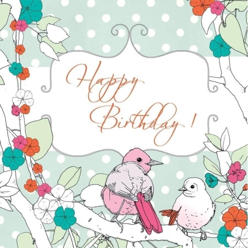 Swarovski Firkantede Fugler Bursdagskort (Cl1502)