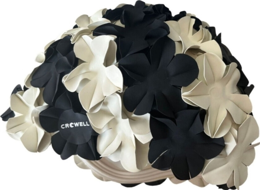 Badehette "Crowell" Med Blomster Hvit-Svarte Farger 2