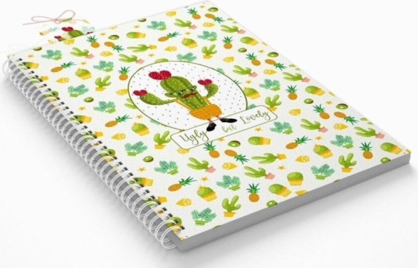 Dekorativ Notatbok Cactus B5/80K, Rutenett, Med Folder