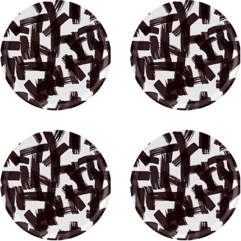 Bilde av Kryss glassbrikke Ø 11 cm 4-pakning Black-white