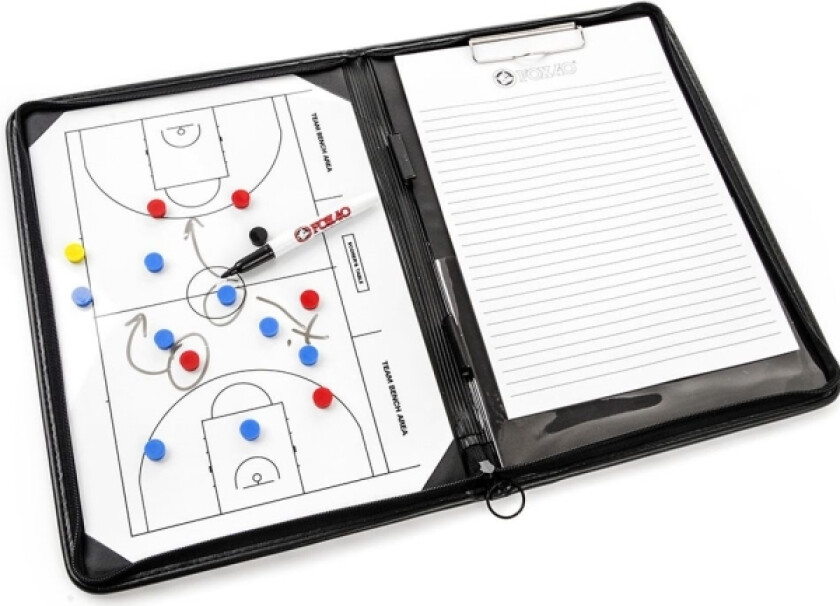 Basketball Taktisk Tavle - Magnetisk A4 + Notisblokk + Basketballfløyte