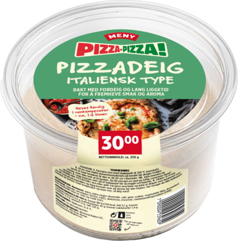 Pizzadeig Meny Italiensk pr stykk
