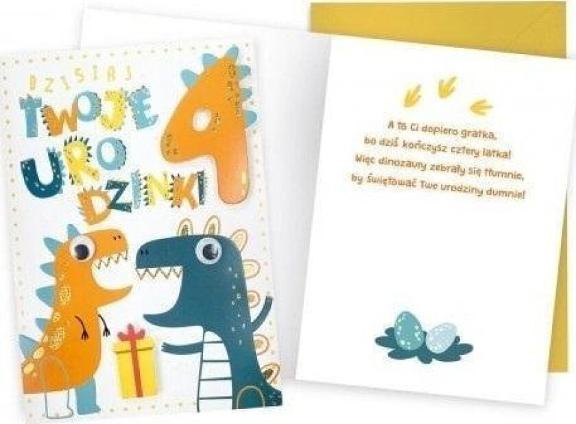 Kukartka Bursdagskort Med 4 Dinosaurer