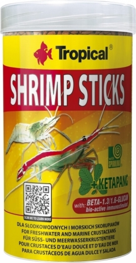 Shrimp Sticks, Tørr Rekemat, Granulat, Ferskvannsreke, 100 Ml, 55 G