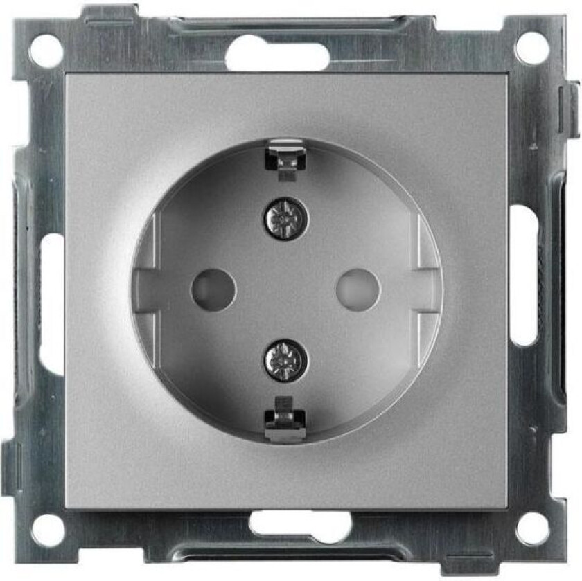 EKO03955 Stikkontakt 1-veis, jordet, aluminium