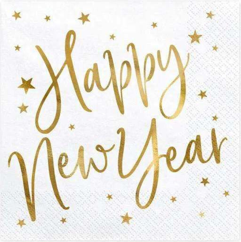 Servietter Gull -Happy New-Year- pk/20