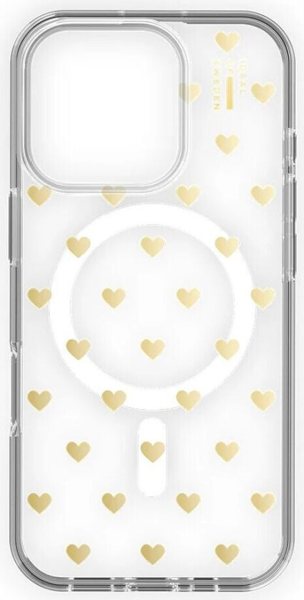 iPhone 16 Pro iDeal Of Sweden Clear Deksel - MagSafe Kompatibel - Golden Hearts