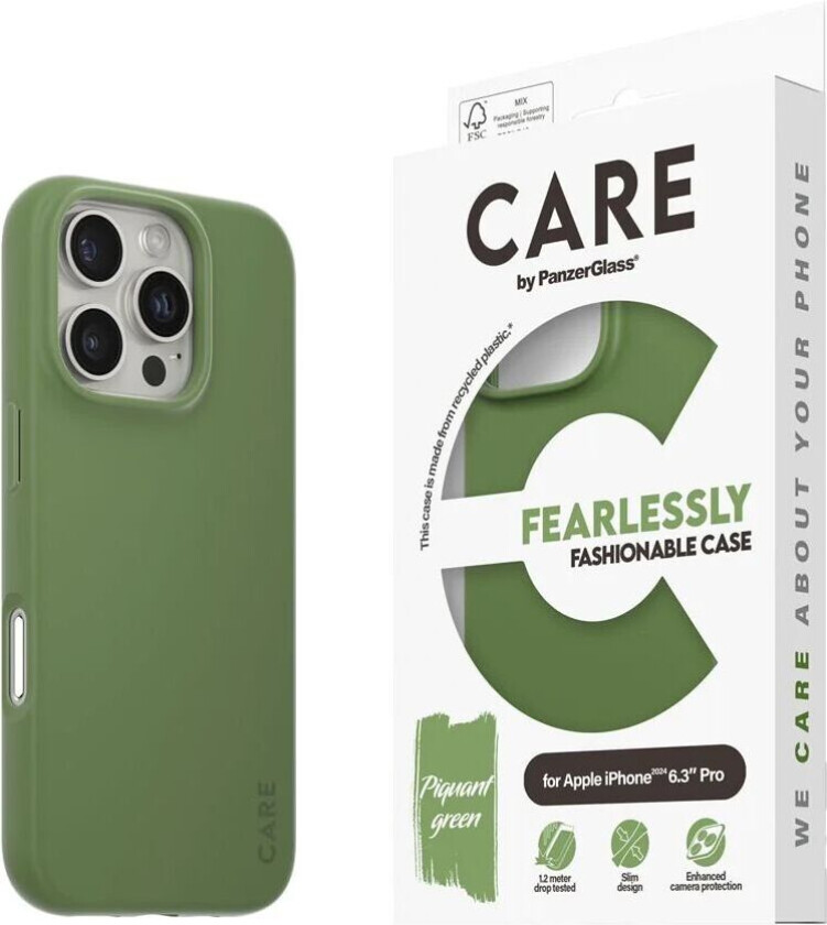 CARE by PanzerGlass iPhone 16 Pro FASHION Fearlessly Fashionable Deksel - Piquant Green