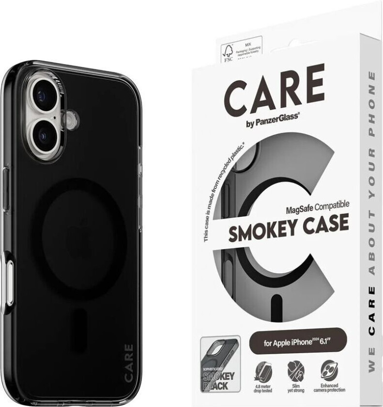 CARE by PanzerGlass iPhone 16 FLAGSHIP Urban Combat-deksel - MagSafe Kompatibel - Smokey / Black