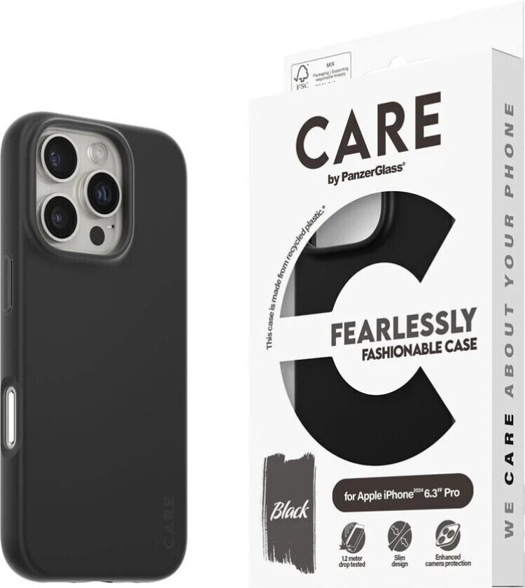 CARE by PanzerGlass iPhone 16 Pro FASHION Fearlessly Fashionable Deksel - Black