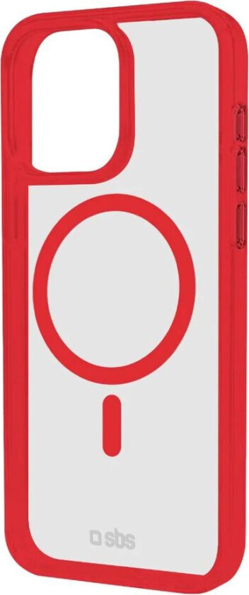 iPhone 16 Pro Max Mag Frame Deksel - MagSafe Kompatibel - Gjennomsiktig / Rød
