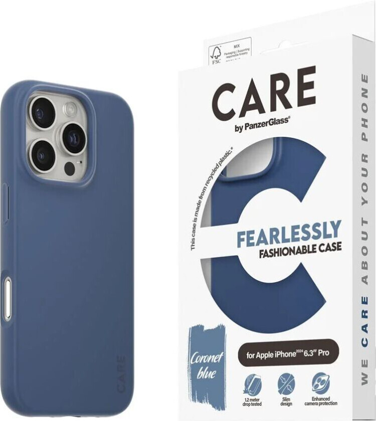 CARE by PanzerGlass iPhone 16 Pro FASHION Fearlessly Fashionable Deksel - Coronet Blue