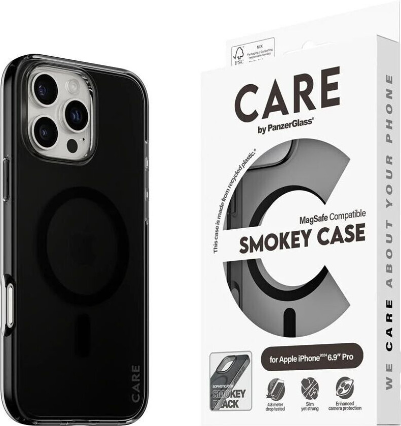 CARE by PanzerGlass iPhone 16 Pro Max FLAGSHIP Urban Combat-deksel - MagSafe Kompatibel - Smokey / Black