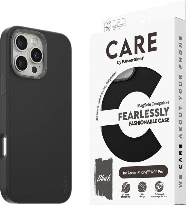 CARE by PanzerGlass iPhone 16 Pro Max FASHION Fearlessly Fashionable Deksel - MagSafe Kompatibel - Black