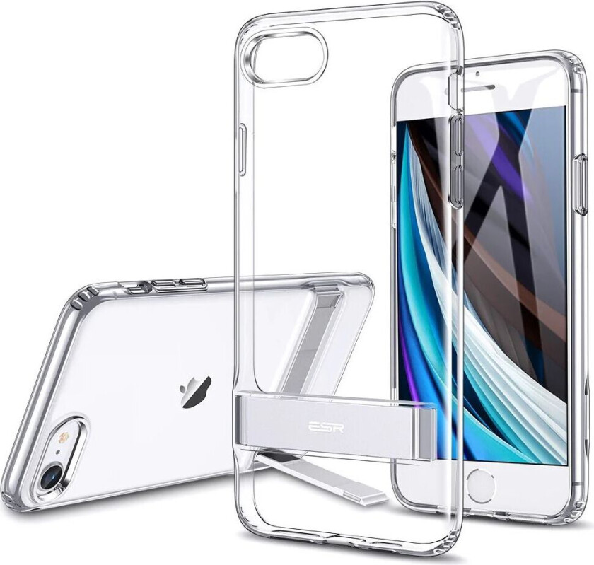 iPhone SE (2022), iPhone SE (2020), iPhone 8, and iPhone 7 ESR Fleksibelt Plast Deksel med Kickstand - Gjennomsiktig