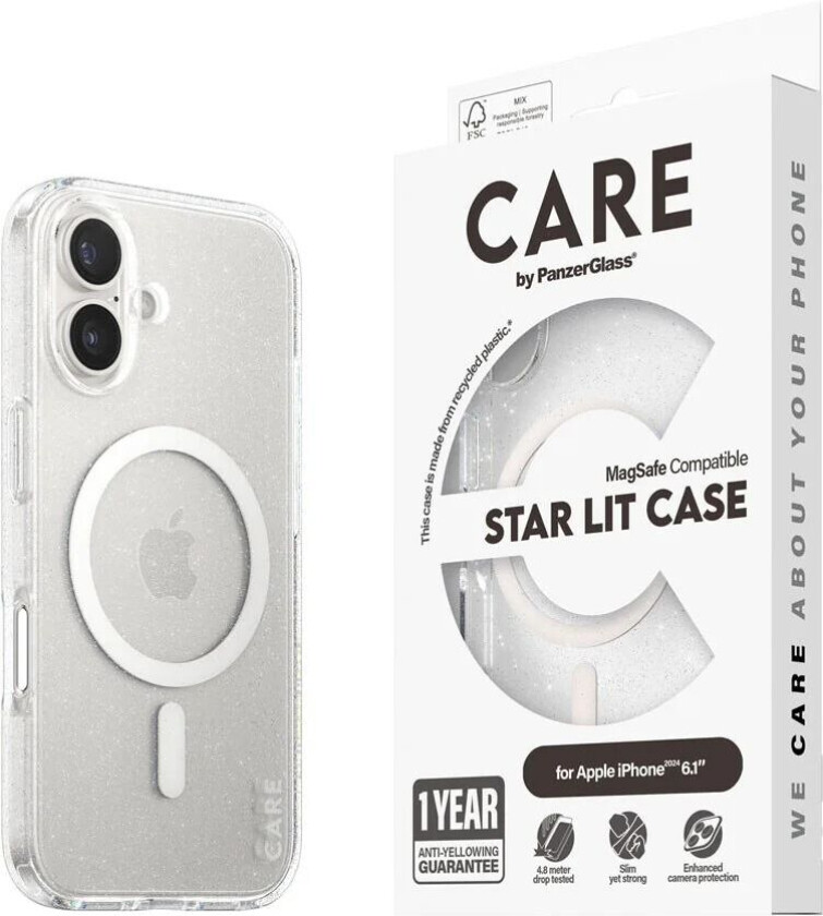 CARE by PanzerGlass iPhone 16 FLAGSHIP Urban Combat-deksel - MagSafe Kompatibel - Star Lit / White