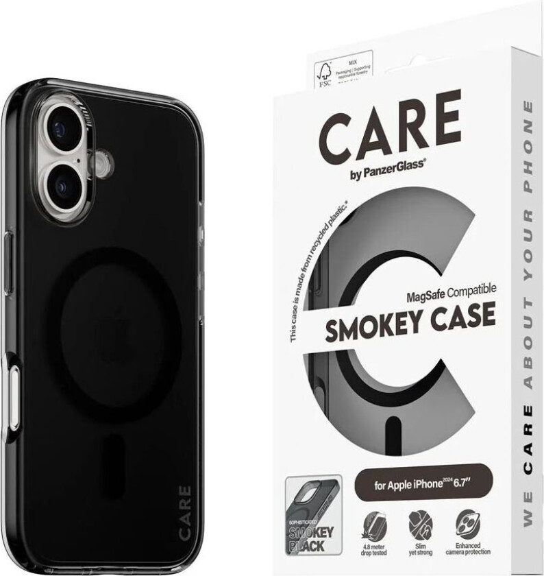 CARE by PanzerGlass iPhone 16 Plus FLAGSHIP Urban Combat-deksel - MagSafe Kompatibel - Smokey / Black