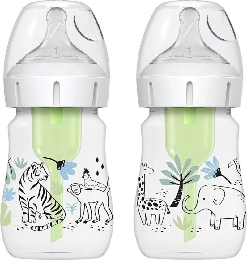 Bilde av Options+ Tåteflaske, 2x150ml Wideneck Jungle