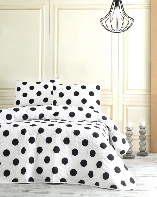EnLora Home Sengeteppe Enkelt 160x220+Putetrekk Quiltet - Svart/Hvit
