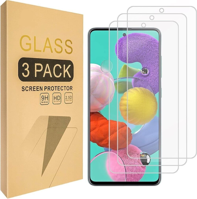 3x Skjermbeskytter i herdet glass til Samsung Galaxy A51/A52