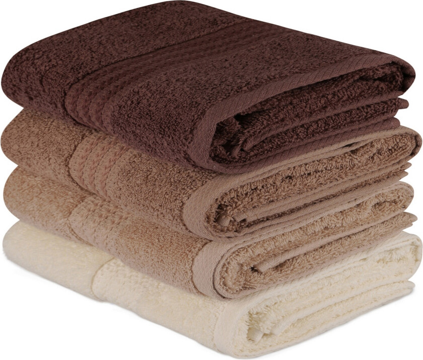 Hobby Håndkle 50x90 cm 4-pk - Creme/Beige/Brun