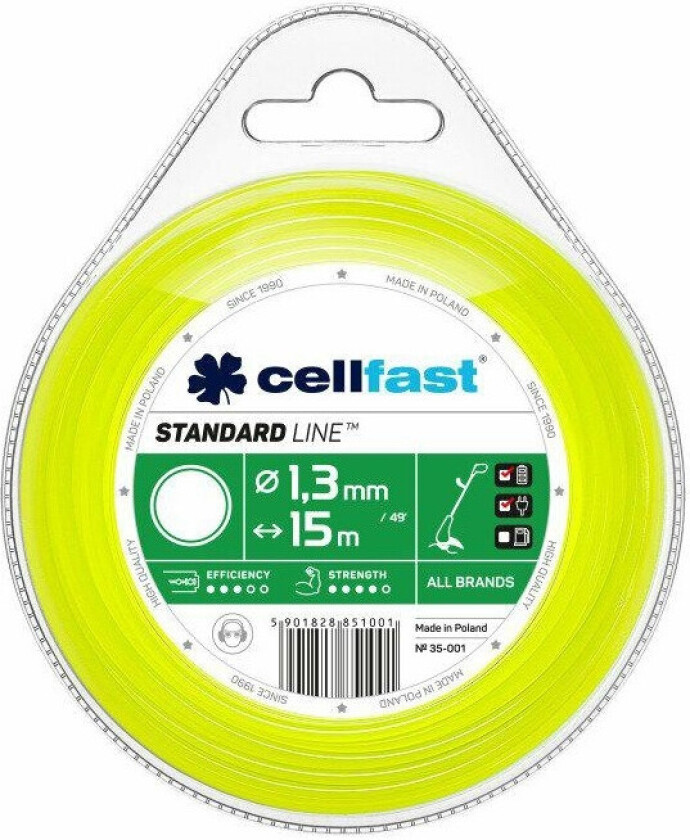 Bilde av Cellfast standard rundtrimmertråd for gresstrimmer - 1,3mmx15m