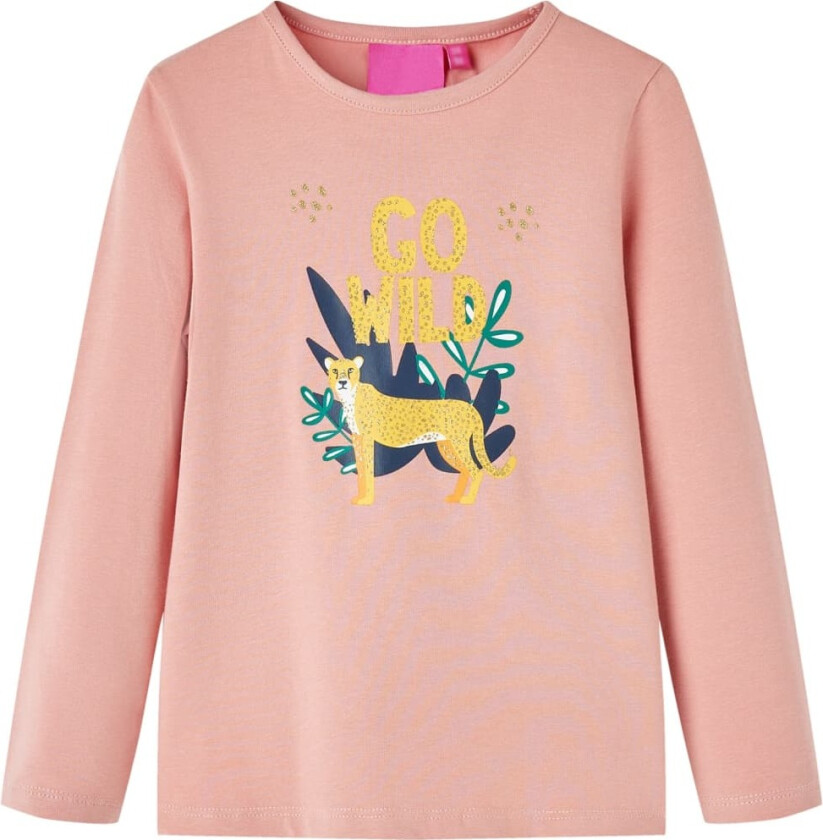 T-skjorte for barn med lange ermer lyserosa 128