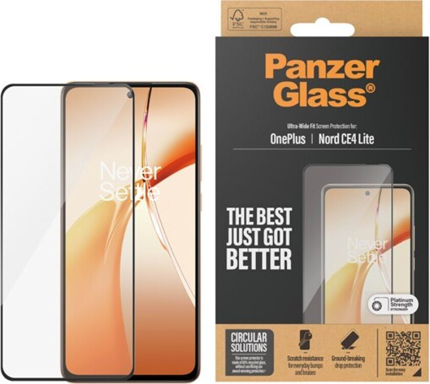 Screen Protector w. Black Frame OnePlus Nord CE4 Lite | Ultra-Wide Fit