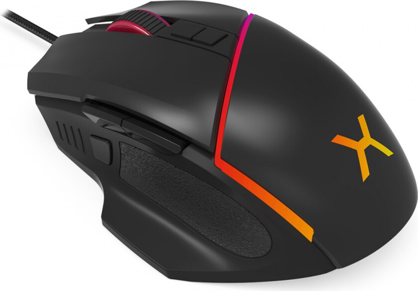 Krux Fuze Gaming Mus - 8 knapper, 3200 DPI, RGB - Svart