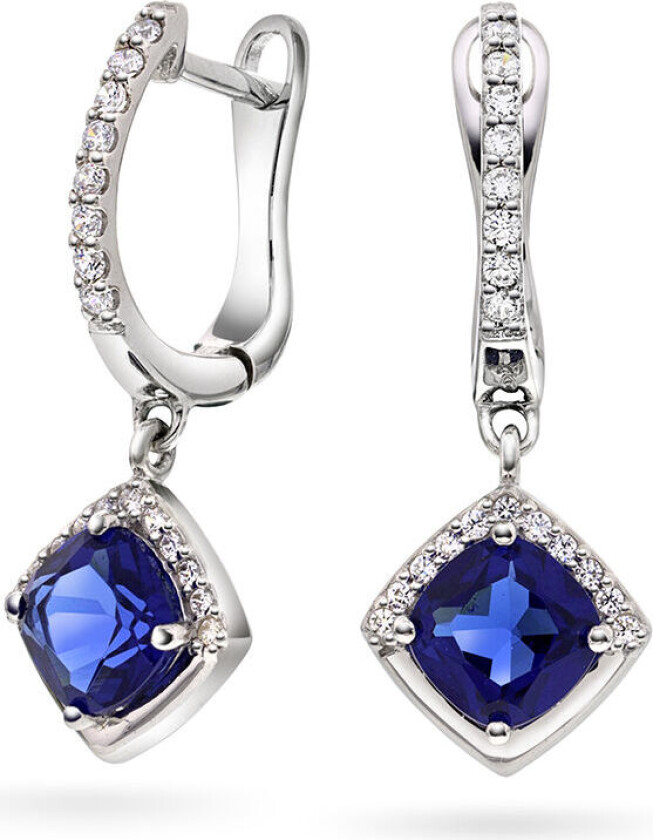 , Øreringer i 925 sølv med blå zirkonia
