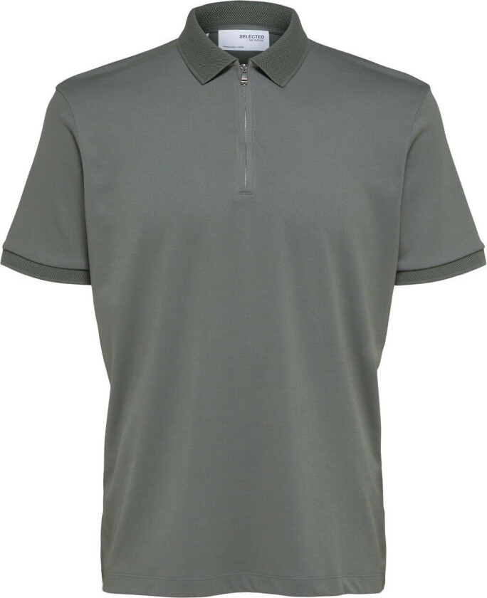 Selected Homme Fave Zip Polo - Agave Green